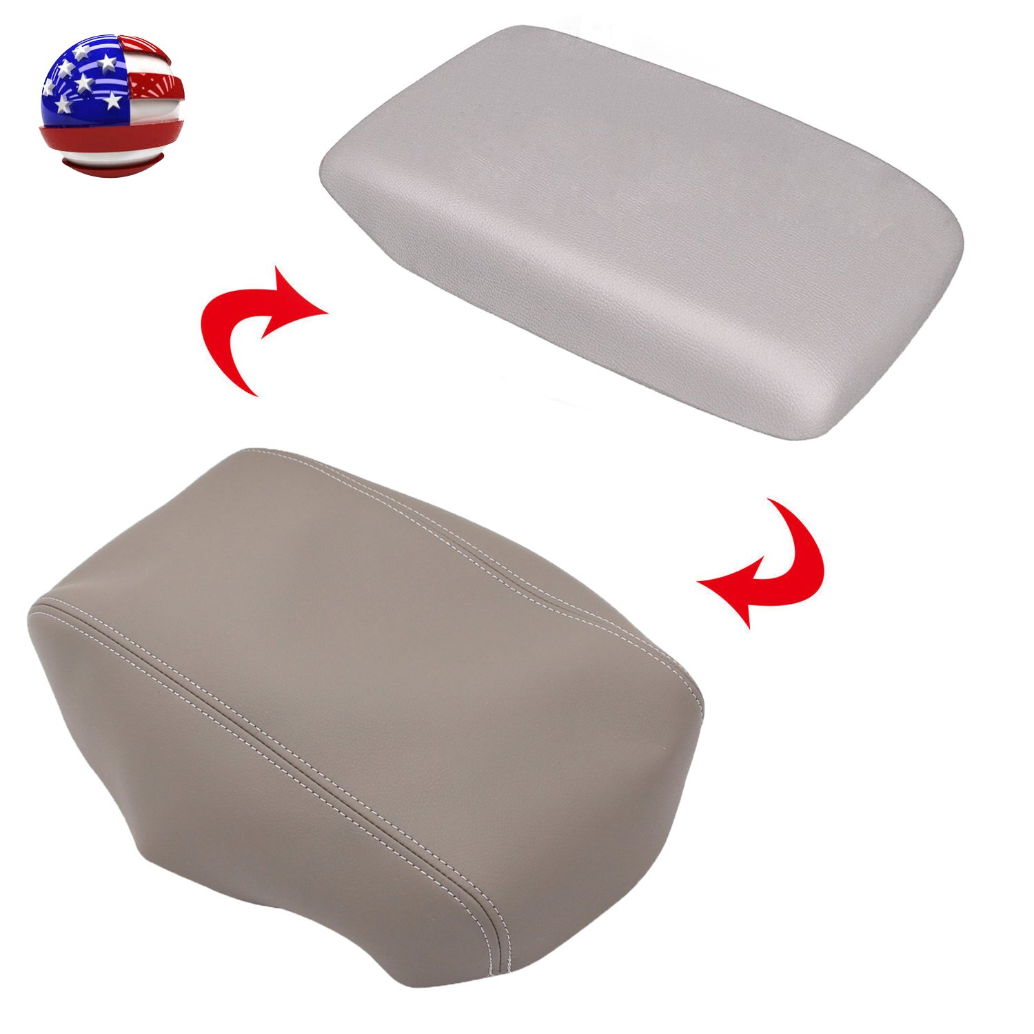 Gray Center Console Lid Armrest Leather Cover Fit for 200813 Toyota